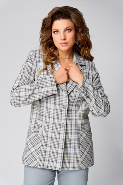 Жакет Fita 20393 бежево-серый - фото 9