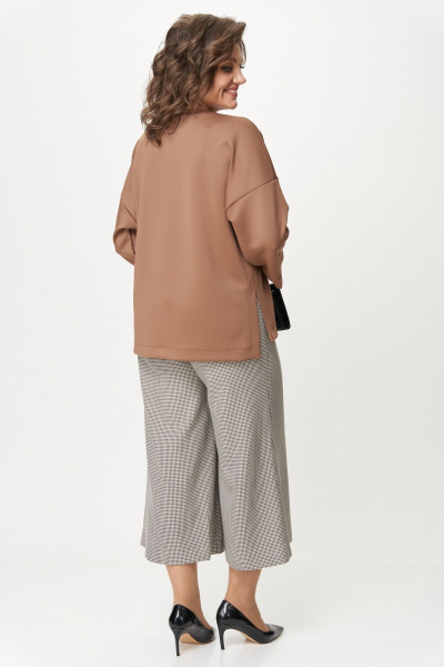 Джемпер, кюлоты Michel chic 1362/2 коричневый,клетка - фото 5