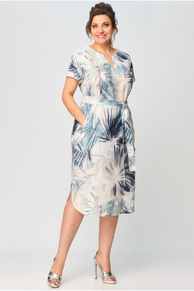 Платье, пояс БелЭльСтиль 834-2 35 22 голубой_дизайн - фото 3