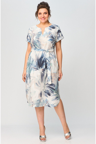 Платье, пояс БелЭльСтиль 834-2 35 22 голубой_дизайн - фото 2