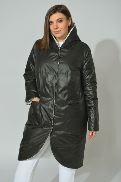 Пальто Диомант 1328 бело-черный - фото 6