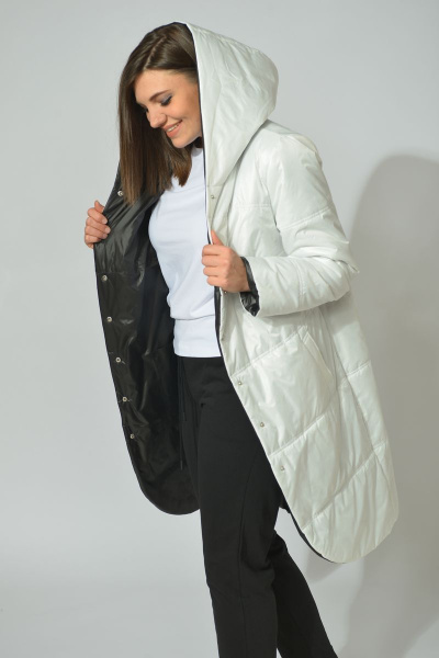 Пальто Диомант 1328 бело-черный - фото 7