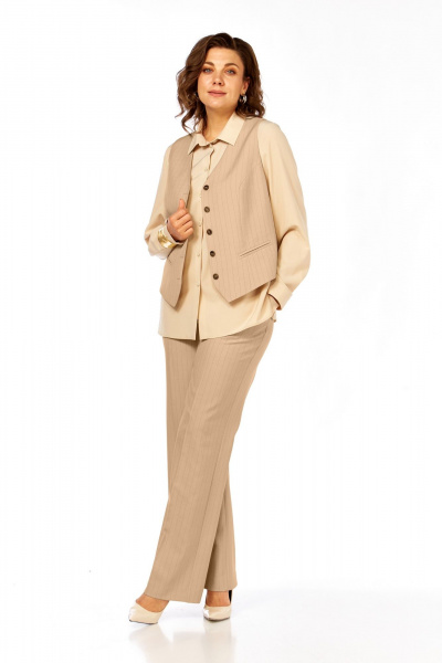 Блуза, брюки, жилет Ольга Стиль С-946 бежевый - фото 4