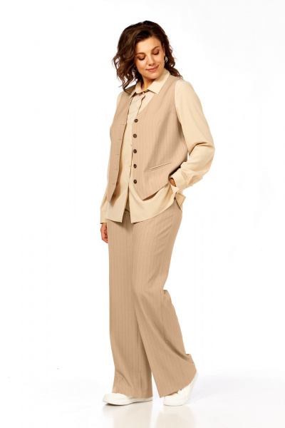 Блуза, брюки, жилет Ольга Стиль С-946 бежевый - фото 6