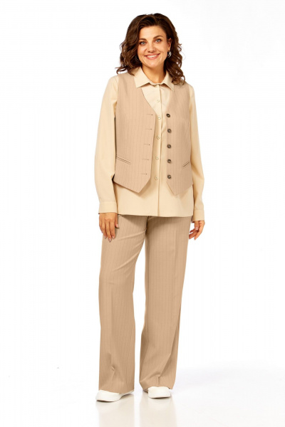 Блуза, брюки, жилет Ольга Стиль С-946 бежевый - фото 3