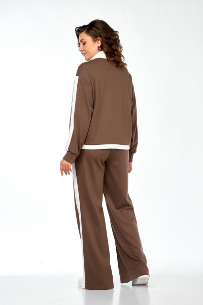 Костюм спортивный брюки джемпер больших размеров Ольга Стиль С-948 коричневый - фото 9