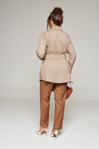 Блуза, брюки, жакет Beautiful&Free 6366 клетка_бежевая - фото 8