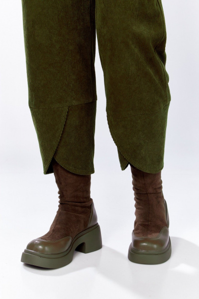 Комплект из брюк-бананов и пончо из вельвета и букле ZigzagStyle 499 хаки - фото 7