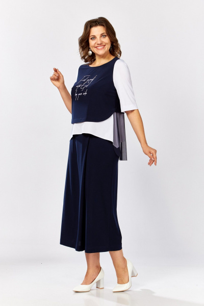 Блуза, брюки ZigzagStyle 429 синий+белый - фото 3