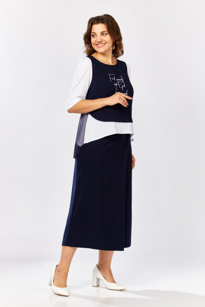 Блуза, брюки ZigzagStyle 429 синий+белый - фото 2