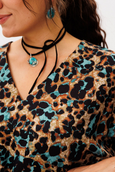 Платье Anelli 1391.1 бирюза_бронза - фото 6