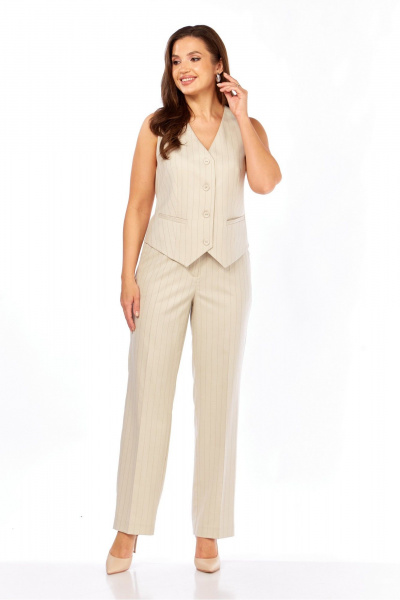 Брюки, жилет MALI 724-047 бежевый_в_полоску - фото 8