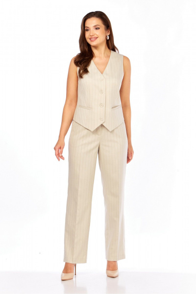 Брюки, жилет MALI 724-047 бежевый_в_полоску - фото 4