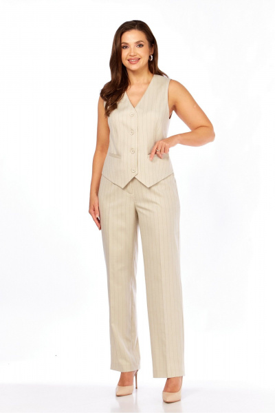 Брюки, жилет MALI 724-047 бежевый_в_полоску - фото 3