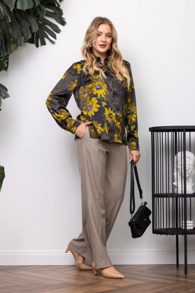 Блуза КАЛИНКА ВП-4262-024 черно-зеленый - фото 1