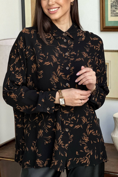 Блуза КАЛИНКА КВ-8076 черно-коричневый - фото 6