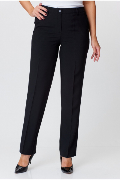 Черные классические брюки с карманами и резинкой БелЭльСтиль 596-2_79_22 черный однотон - фото 3