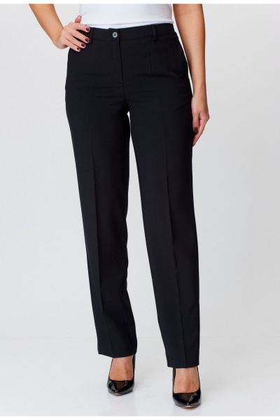 Черные классические брюки с карманами и резинкой БелЭльСтиль 596-2_79_22 черный однотон - фото 2