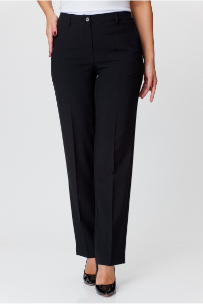 Черные классические брюки с карманами и резинкой БелЭльСтиль 596-2_79_22 черный однотон - фото 1
