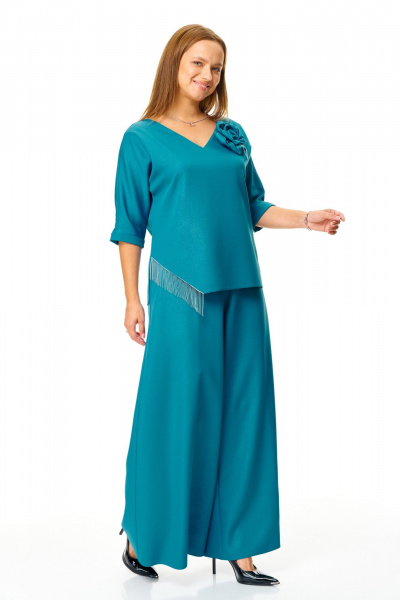 Блуза, брюки T&N 7678 бирюза - фото 3