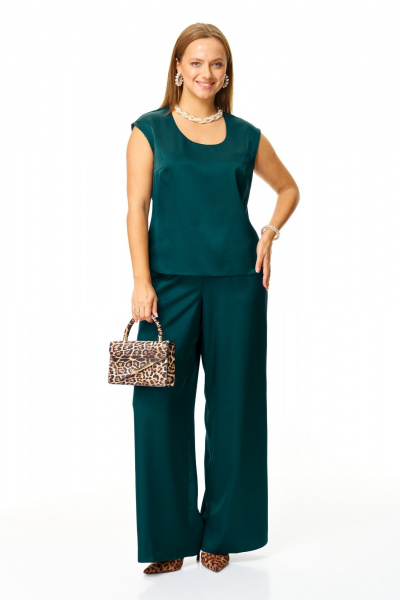 Блуза, брюки, кардиган T&N 7682 золото-зелень - фото 6
