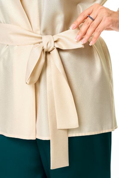 Блуза, брюки, кардиган T&N 7682 золото-зелень - фото 12