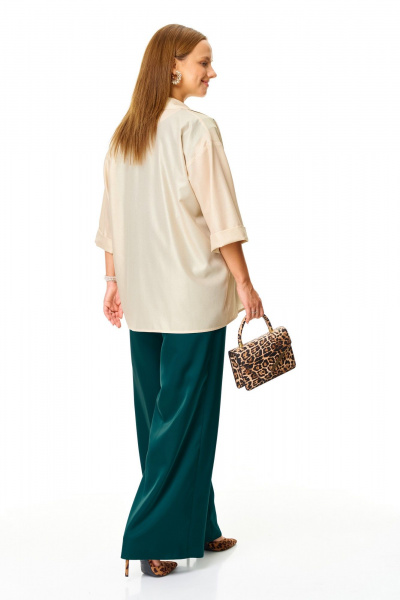 Блуза, брюки, кардиган T&N 7682 золото-зелень - фото 10