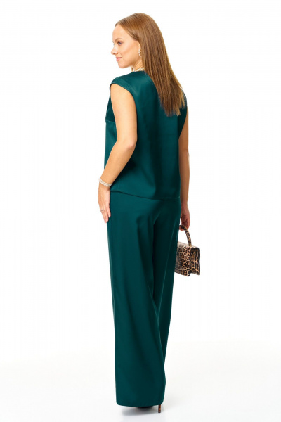 Блуза, брюки, кардиган T&N 7682 золото-зелень - фото 8