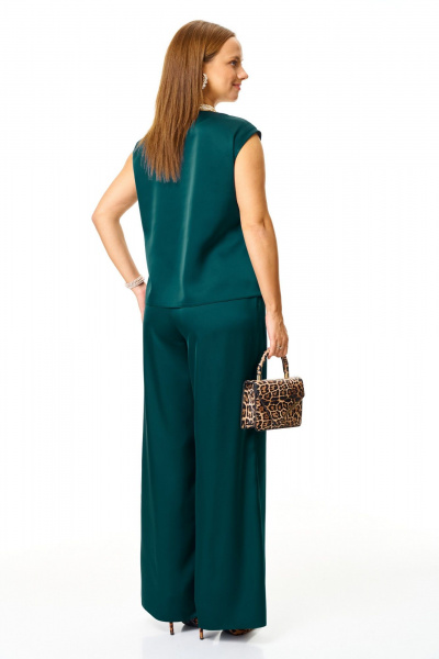 Блуза, брюки, кардиган T&N 7682 золото-зелень - фото 7
