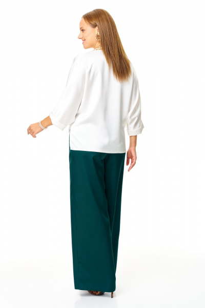 Блуза, брюки T&N 7686 молоко-зелень - фото 7