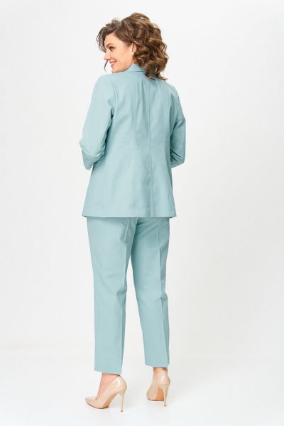 Жакет удлиненный из текстиля зеленый в деловом стиле БелЭльСтиль 412-3_03_22 мята - фото 6