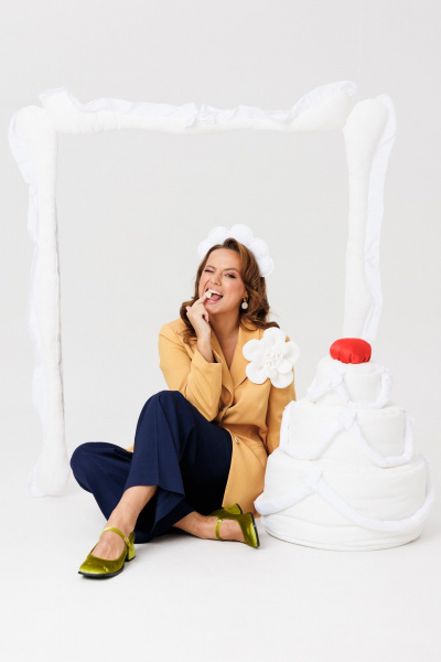 Брюки, жакет Mubliz 256 горчица - фото 9