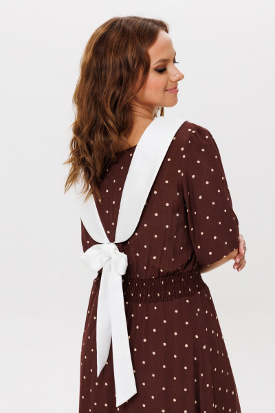 Платье Mislana 1206 рыжий_корица_горошек - фото 7