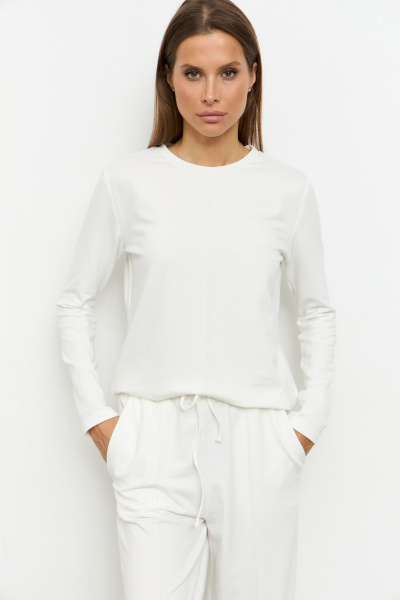 Бордовый костюм из трикотажа с широкими брюками и джемпером Luitui R4017 молочный - фото 3