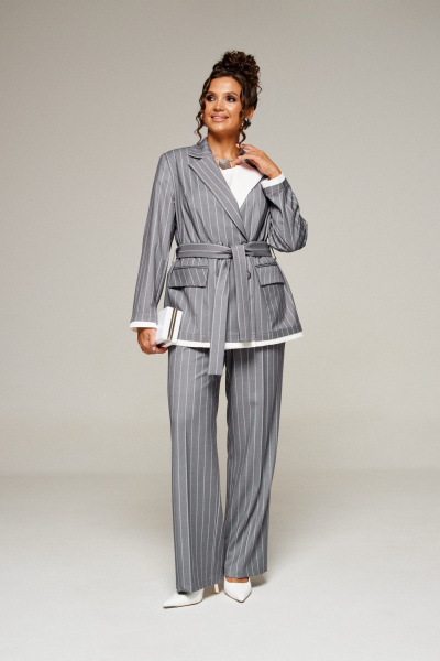 Блуза, брюки, жакет Beautiful&Free 6369 полоска_серая - фото 16