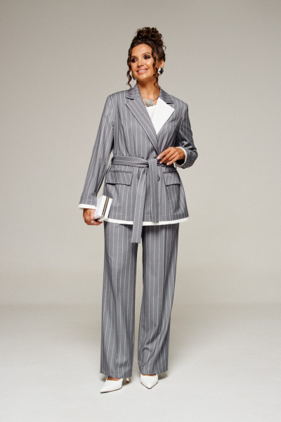 Блуза, брюки, жакет Beautiful&Free 6369 полоска_серая - фото 15