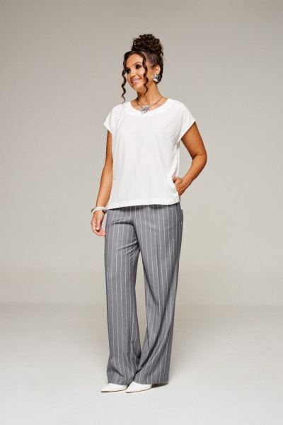 Блуза, брюки, жакет Beautiful&Free 6369 полоска_серая - фото 11