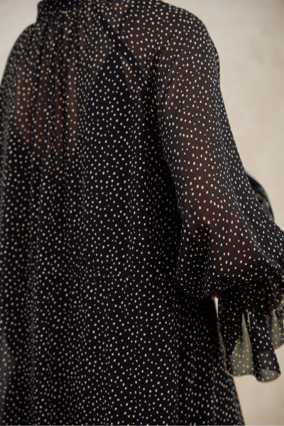 Платье шифоновое в горошек - черное Lokka 1681черный/принт_горох - фото 7