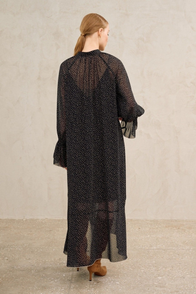 Платье шифоновое в горошек - черное Lokka 1681черный/принт_горох - фото 4