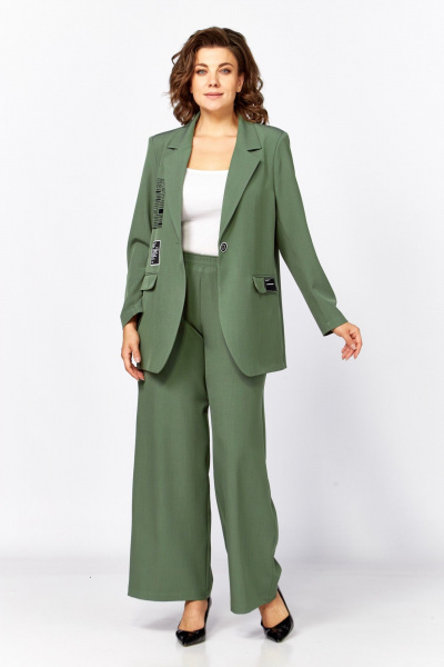 Брюки, жакет Rishelie 986 оливковый - фото 2