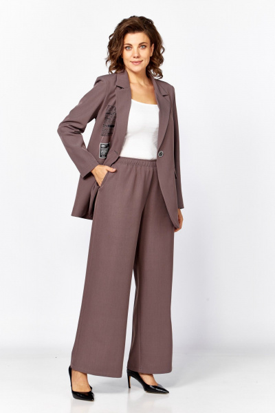 Брюки, жакет Rishelie 986 пыльно-баклажановый - фото 2