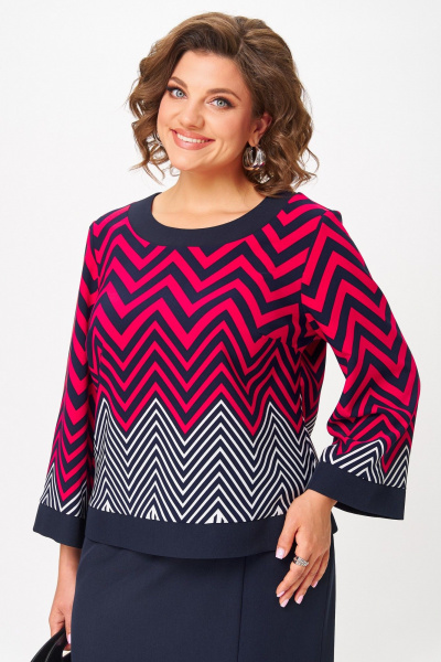 Блуза, юбка Aira Style 24126 малиново-синий - фото 9