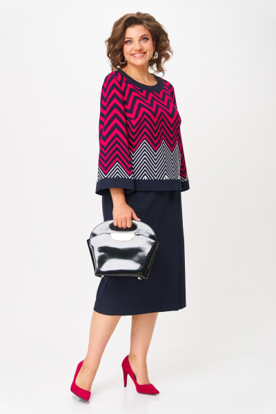 Блуза, юбка Aira Style 24126 малиново-синий - фото 8