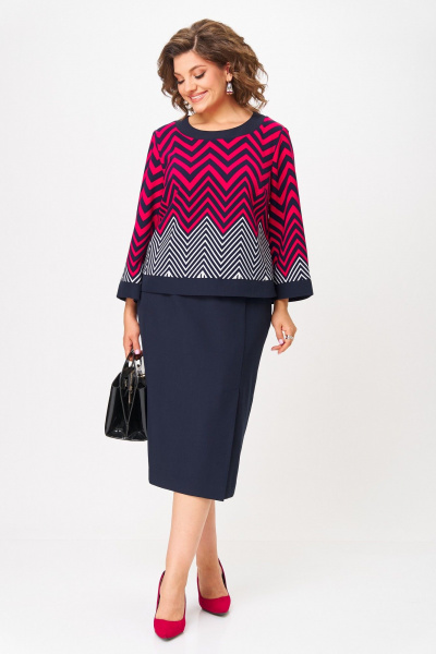 Блуза, юбка Aira Style 24126 малиново-синий - фото 7