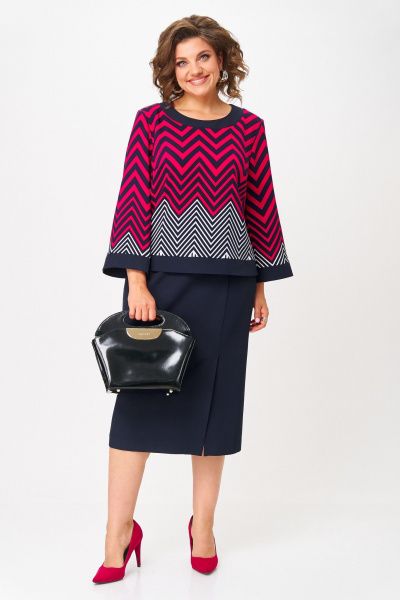 Блуза, юбка Aira Style 24126 малиново-синий - фото 2