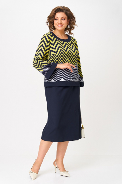 Блуза, юбка Aira Style 24126 лимонно-синий - фото 9