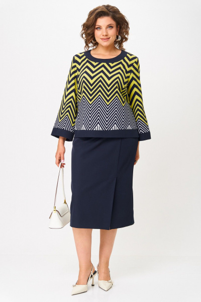 Блуза, юбка Aira Style 24126 лимонно-синий - фото 8