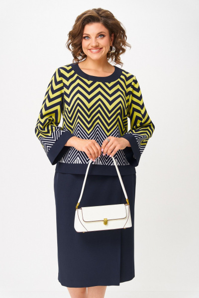 Блуза, юбка Aira Style 24126 лимонно-синий - фото 7