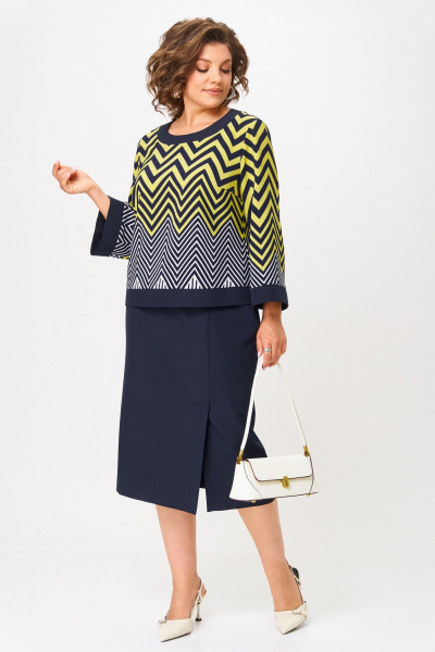 Блуза, юбка Aira Style 24126 лимонно-синий - фото 6