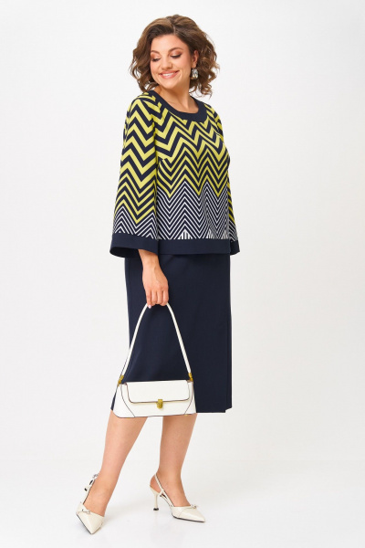 Блуза, юбка Aira Style 24126 лимонно-синий - фото 4